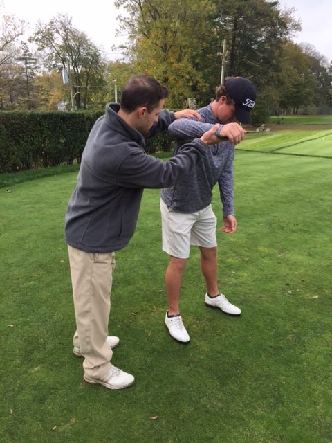 scott training on golf course